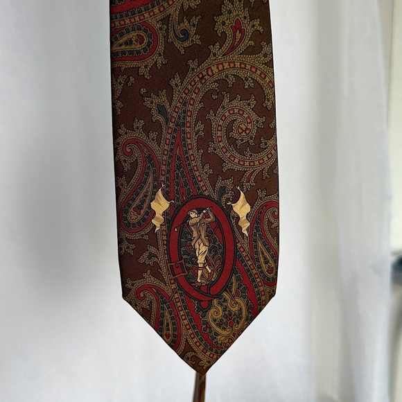 Briar Men’s Silk Tie Vintage Golfer Swing Paisley Print Made In Italy - Picture 5 of 13